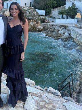 Navy Pleated Gown